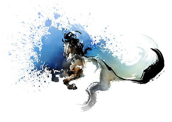 PSD 동물 한마리 일러스트 캘리그라피 붓터치 사람없음 달리기 말_동물 속도 번짐 열정 힘찬 국내일러스트 1 감정 컨셉 포유류 모션 파일형식 효과