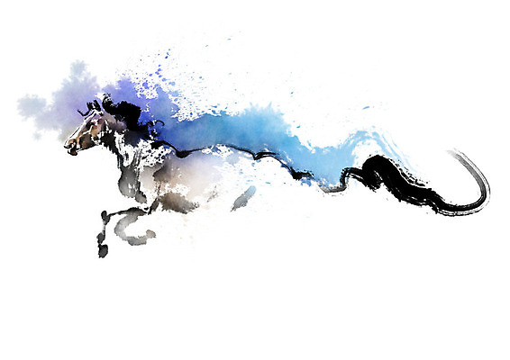 PSD 동물 한마리 일러스트 캘리그라피 붓터치 사람없음 달리기 말_동물 속도 번짐 열정 힘찬 국내일러스트 1 감정 컨셉 포유류 모션 파일형식 효과