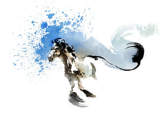 PSD 동물 한마리 일러스트 캘리그라피 붓터치 사람없음 달리기 말_동물 속도 번짐 열정 힘찬 국내일러스트 1 감정 컨셉 포유류 모션 파일형식 효과