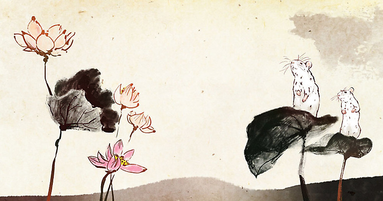 PSD 명절 두마리 일러스트 캘리그라피 붓터치 수채화 근하신년 새해 연꽃 수묵화 사람없음 여름 컬러풀 붓 쥐띠 쥐 동양화 번짐 7월 흰쥐 2020년 경자년 국내일러스트 전통 계절 기념일 꽃 컬러 2 미술 십이지신 날짜 설치류 연도 파일형식 효과