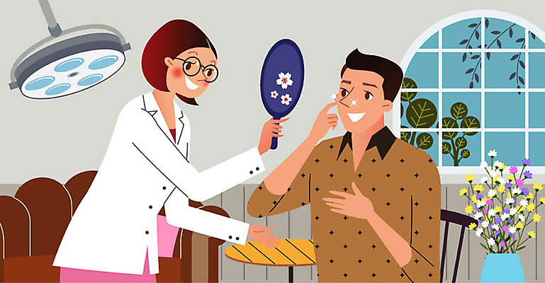 여자 남자 꽃 일러스트 의료기기 탁자 건강 병원 사람 성인 두명 소파 꽃병 의사 성형수술 즐거움 만족 코 손거울 성형미인 성형후 자기관리 성인만 코수술 국내일러스트 AI파일 식물 감정 가구 의자 의학 신체부위 거울 의료진 수술 미인 파일형식 벡터