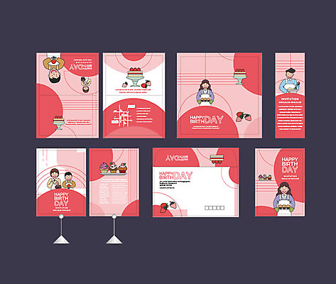 템플릿 배너 배너템플릿 여자 남자 가족 딸기 이벤트 여러명 빨간색 세트 케이크 현수막 축하 생일 생일케이크 엽서 초대장 생일축하 소봉투 행사세트 행사템플릿 AI파일 기념일 컬러 다수 컨셉 과일 관계 디저트 편지봉투 카드_감사 사람 편지 파일형식 벡터