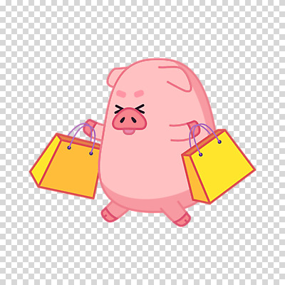 편집이미지 한마리 누끼 이벤트 사람없음 쇼핑 쇼핑백 귀여움 돼지 돼지캐릭터 PNG 편집소스 1 동물캐릭터 컨셉 가방 포유류 파일형식