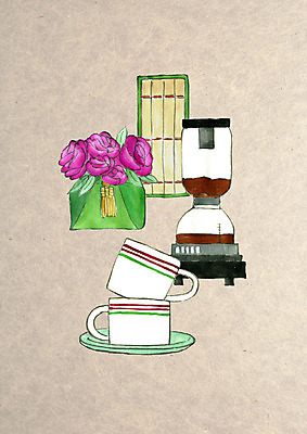 PSD 전통 꽃 커피 일러스트 수채화 사람없음 컬러풀 귀여움 꽃병 머그컵 원두 빈티지 커피잔 고서 커피메이커 원두커피 국내일러스트 식물 음료 컬러 컨셉 유물 잔 책 컵 커피용품 파일형식