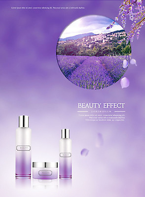 PSD 편집이미지 꽃잎 사람없음 화장 뷰티 보라색 화장품 피부관리 스킨케어 그라데이션 라벤더 목업 이미지편집 꽃 컬러 허브 파일형식