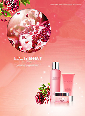 PSD 편집이미지 분홍색 사람없음 반짝임 화장 뷰티 화장품 피부관리 석류 스킨케어 그라데이션 목업 이미지편집 컬러 과일 모션 파일형식