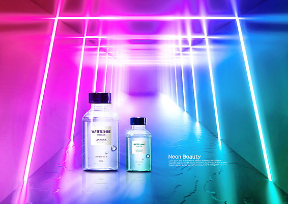 PSD 편집이미지 사람없음 빛 컬러풀 화장 뷰티 화장품 전시 피부관리 네온 스킨케어 그라데이션 목업 이미지편집 컬러 파일형식