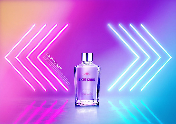 PSD 편집이미지 사람없음 빛 컬러풀 화장 뷰티 화장품 전시 피부관리 네온 스킨케어 그라데이션 목업 이미지편집 컬러 파일형식