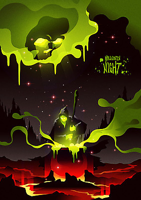 나무 백그라운드 일러스트 해골 사람없음 초록색 반짝임 갈색 축제 할로윈 마법사 연기 야간 신비 무서움 공포 용암 오싹 국내일러스트 AI파일 자연요소 식물 감정 컬러 컨셉 모션 뼈 파일형식 벡터