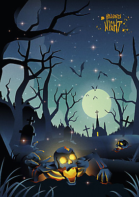 나무 별 백그라운드 일러스트 해골 사람없음 반짝임 성당 축제 할로윈 보름달 무덤 야간 신비 무서움 남색 비석 공포 박쥐 오싹 국내일러스트 AI파일 자연요소 식물 감정 컬러 컨셉 포유류 종교건축 모션 뼈 달 파일형식 벡터