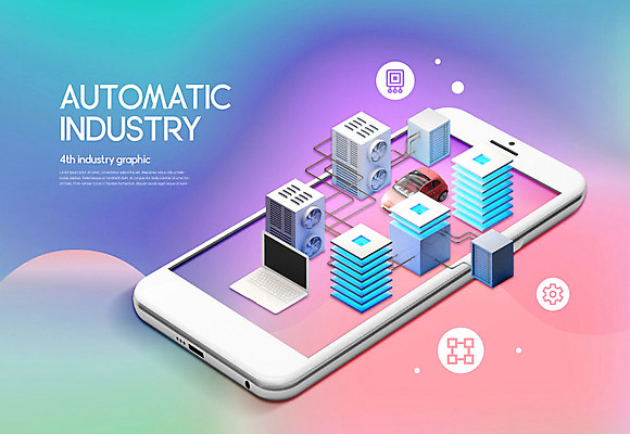 PSD 편집이미지 분홍색 공장 자동차 사람없음 파란색 노트북 스마트폰 보라색 기계 오토 자동화 자동화기기 파스텔톤 카피스페이스 4차산업 이미지편집 산업 육상교통 컬러 공업 전자제품 핸드폰 스마트기기 공백 파일형식