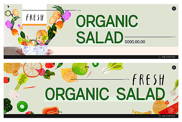 PSD 템플릿 배너 ZIP 웹템플릿 채소 과일 이벤트 사람없음 컬러풀 샐러드 유기농 웹배너 빅배너 이미지템플릿 웰빙 음식 컬러 파일형식