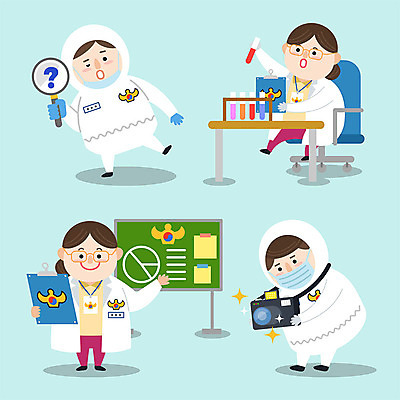캐릭터 여자 남자 과학 의자 일러스트 돋보기 실험 마스크 사람 여러명 성인 컬러풀 카메라 귀여움 칠판 경찰 책상 시험관 경찰복 서류판 수사 경찰의날 일러캐릭터 AI파일 직업 컬러 가구 다수 컨셉 유니폼 실험기구 전자제품 사무용품 파일형식 벡터 법정기념일