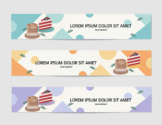배너 배너템플릿 가로배너 커피 백그라운드 프레임 사람없음 컬러풀 케이크 카페 현수막 원형 배너세트 AI파일 도형 템플릿 음료 컬러 디저트 가로 세트 상점 파일형식 벡터