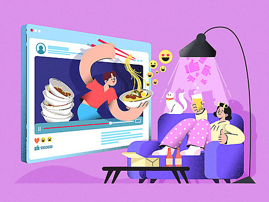 여자 남자 음식 일러스트 탁자 모바일 술병 조명 맥주 미소 사람 두명 스마트폰 반려동물 상자 소파 컬러풀 고양이 네트워크 동영상 소셜네트워크 이슈 크리에이터 인플루언서 먹방 국내일러스트 AI파일 동물 직업 컬러 가구 의자 포유류 병_용기 주류 표정 핸드폰 스마트기기 방송 파일형식 벡터 1인미디어 유명인