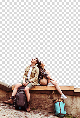 전신 서양인 외국인 편집이미지 커플 응시 여자 남자 여행 배낭 휴식 누끼 앉기 20대 성인 두명 옆모습 올려보기 배낭여행 PNG 성인만 편집소스 시선 뷰포인트 컨셉 가방 관계 모션 사람 인종 청년 파일형식