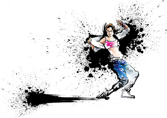 PSD 여자 일러스트 캘리그라피 붓터치 흑백 힙합 한명 사람 춤 힙합댄스 번짐 열정 배틀 여자한명만 국내일러스트 1 감정 음악 문화예술 촬영기법 여자만 파일형식 효과