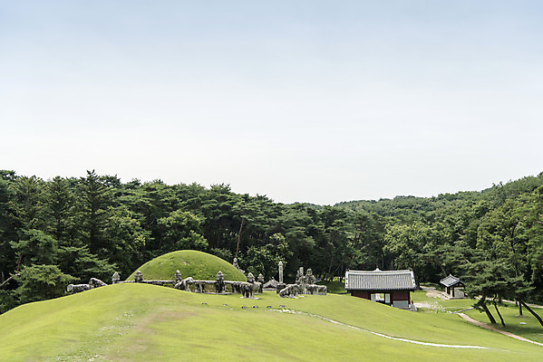 포토 JPG 주간 나무 구름 한국전통 여행 유적지 하늘 풍경 사람없음 야외 여름 관광지 세계문화유산 문화재 역사 한국사 조선시대 영녕릉 조선왕릉 혼유석 동원상하릉 인선왕후 국내포토 자연요소 식물 전통 계절 고건축 한국 여주 왕릉 파일형식 왕후