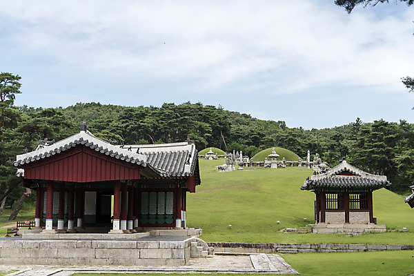 포토 JPG 주간 구름 한국전통 여행 유적지 하늘 풍경 사람없음 야외 여름 관광지 세계문화유산 문화재 역사 한국사 조선시대 어로 영녕릉 정자각 조선왕릉 능침 혼유석 효종릉 동원상하릉 인선왕후 신로 국내포토 여주시 자연요소 전통 계절 고건축 한국 경기도 여주 왕릉 파일형식 여주_지역 왕후 향어로