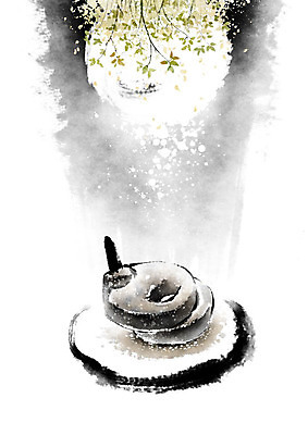 PSD 전통 일러스트 캘리그라피 자연 붓터치 곡류 전통소품 흑백 풍경 사람없음 달 농기구 번짐 맷돌 국내일러스트 자연요소 농업 촬영기법 오브젝트 생태계 파일형식 효과