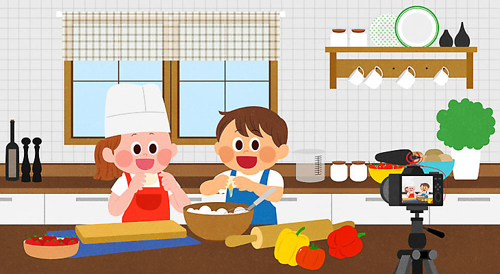 PSD 그릇 접시 여자 남자 어린이 토마토 채소 일러스트 식재료 창문 방울토마토 주방용품 파프리카 도마 요리 사람 소녀 소년 두명 컬러풀 카메라 주방 계란 촬영 앞치마 커튼 마이크 즐거움 삼각대 촬영장비 크리에이터 1인미디어 국내일러스트 직업 식기 감정 컬러 음향기기 생활용품 전자제품 알 도구 방송 파일형식