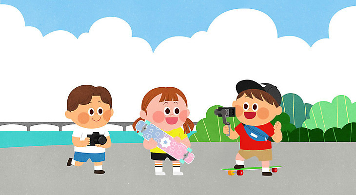 PSD 식물 구름 여자 남자 어린이 일러스트 사람 소녀 소년 세명 스마트폰 컬러풀 카메라 촬영 즐거움 한강 인터뷰 롤러보드 촬영장비 취재 크리에이터 1인미디어 국내일러스트 자연요소 직업 감정 컬러 서울 전자제품 핸드폰 스마트기기 도구 방송 랜드마크 파일형식