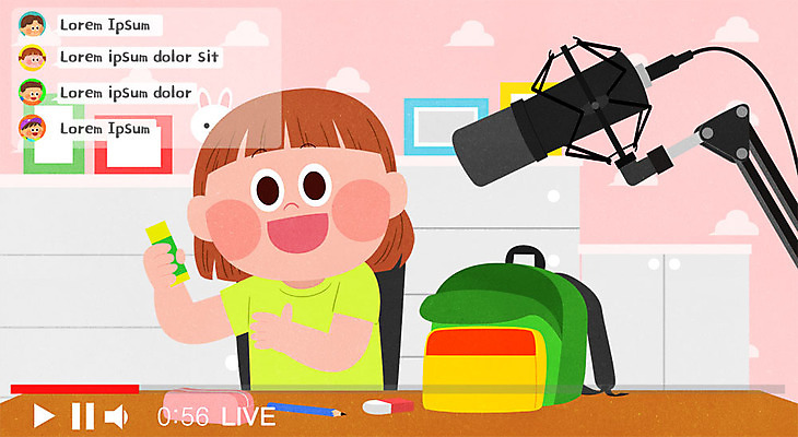 PSD 어린이 액자 의자 일러스트 책가방 한명 사람 소녀 컬러풀 연필 촬영 딱풀 책상 마이크 즐거움 지우개 서랍장 필통 라이브 채팅 촬영장비 소녀한명만 크리에이터 1인미디어 국내일러스트 직업 1 여자 감정 컬러 음향기기 가구 가방 학용품 필기구 도구 풀_접착제 방송 여자한명만 소녀만 파일형식