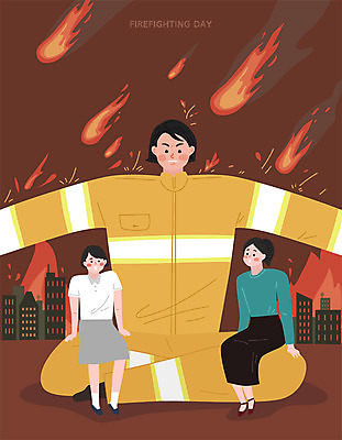 학생 여자 남자 일러스트 불 불꽃 안전 사람 성인 건물 세명 용기 보호 소방관 소방 화재 열정 소방서 소방의날 인명구조 여자만 국내일러스트 AI파일 자연요소 그릇 건축물 감정 컨셉 구조원 사건 파일형식 벡터 법정기념일