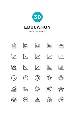 아이콘 교육 화살표 그래프 사람없음 세트 라인아이콘 막대그래프 원그래프 꺾은선그래프 교육아이콘 방사형 에듀 에듀케이션 스쿨팩 2D아이콘 AI파일 파일형식 벡터