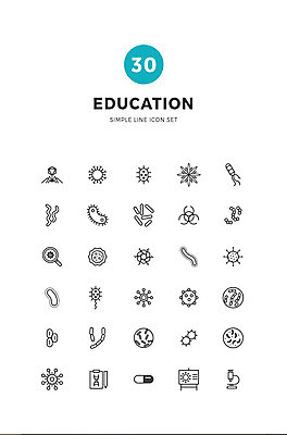 아이콘 교육 어린이 의학 현미경 사람없음 세트 알약 바이러스 라인아이콘 보고서 미생물 박테리아 기생충 C형간염 마비 신종플루 에듀 에듀케이션 전염병 에볼라 사스 스쿨팩 2D아이콘 AI파일 생물 실험기구 사람 약 질병 파일형식 벡터