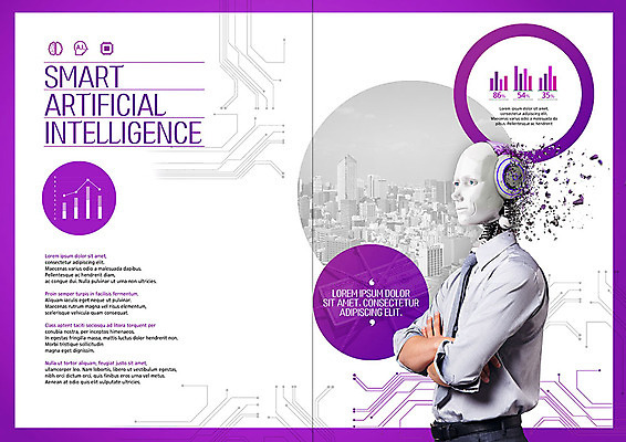 PSD 템플릿 표지디자인 북디자인 출판디자인 내지 북커버 기술 서기 팜플렛 상반신 사람없음 옆모습 팔짱 보라색 도시 직장인 스마트 로봇 IT산업 4차산업 AI_인공지능 이미지템플릿 직업 산업 뷰포인트 컬러 컨셉 모션 정보기술 파일형식