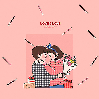 커플 여자 남자 분홍색 꽃다발 일러스트 포옹 선물 사랑 사람 이벤트 두명 선물상자 케이크 다정 로맨틱 빼빼로 빼빼로데이 국내일러스트 AI파일 꽃 감정 컬러 컨셉 관계 안기 데이이벤트 디저트 상자 막대과자 파일형식 벡터