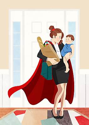 PSD 여자 남자 아들 가방 일러스트 하늘 엄마 사람 성인 두명 장난감 종이봉투 카펫 자녀 아기 바게트 현관문 퇴근 바쁨 열정 슈퍼맘 워킹맘 아들바보 국내일러스트 모자관계 잡화 감정 빵 가족 봉투 문 비즈니스우먼 주부 출퇴근 파일형식