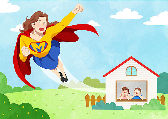 PSD 구름 여자 남자 딸 아들 어린이 일러스트 창문 하늘 엄마 주택 사람 성인 세명 울타리 자녀 언덕 바쁨 열정 슈퍼맘 워킹맘 국내일러스트 자연요소 감정 가족 건물 담장 비즈니스우먼 주부 파일형식