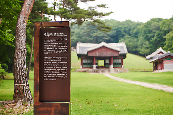 포토 JPG 주간 한국전통 여행 유적지 풍경 사람없음 야외 아웃포커스 여름 관광지 세계문화유산 문화재 표지판 역사 한국사 조선시대 정자각 조선왕릉 파주 파주삼릉 성종 공혜왕후 순릉 국내포토 자연요소 전통 계절 고건축 한국 알림판 촬영기법 왕 경기도 왕릉 파일형식 왕후