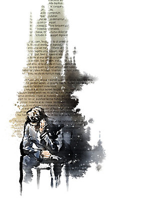 PSD 문자 남자 종이 생각 의자 일러스트 캘리그라피 붓터치 한명 사람 터치 고민 번짐 사색 남자한명만 국내일러스트 1 감정 가구 남자만 파일형식 효과