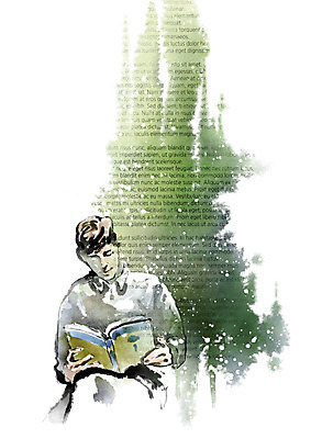 PSD 문자 영어 남자 종이 생각 일러스트 캘리그라피 붓터치 한명 사람 책 터치 번짐 사색 남자한명만 국내일러스트 1 남자만 파일형식 효과