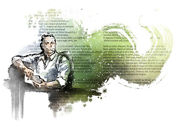 PSD 문자 영어 노년 종이 생각 일러스트 캘리그라피 붓터치 한명 사람 스마트폰 울타리 터치 번짐 사색 노인남자한명만 국내일러스트 1 성인 핸드폰 스마트기기 담장 남자한명만 노인남자만 파일형식 효과