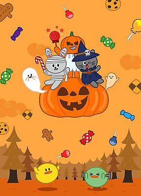 나무 구름 캐릭터 일러스트 호박 사탕 사람없음 쿠키 귀여움 고양이 할로윈 토끼 유령 숲 마녀 마녀복장 몬스터 미라 잭오랜턴 프랑켄슈타인 국내일러스트 일러캐릭터 AI파일 자연요소 식물 컨셉 채소 포유류 디저트 반려동물 이벤트의상 파일형식 벡터