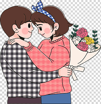 편집 편집이미지 커플 여자 남자 행복 꽃다발 포옹 사랑 미소 누끼 이벤트 성인 두명 다정 설레임 PNG 성인만 편집소스 꽃 감정 컨셉 관계 안기 표정 사람 파일형식