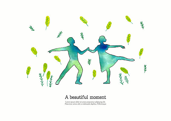 PSD 무료이미지 실루엣 일러스트 모션 수채화 사람모양 사람없음 두명 초록색 댄서 춤 발레 즐거움 발레리나 열정 발레동작 발레리노 국내일러스트 모양 직업 감정 컬러 포즈 문화예술 촬영기법 사람 파일형식