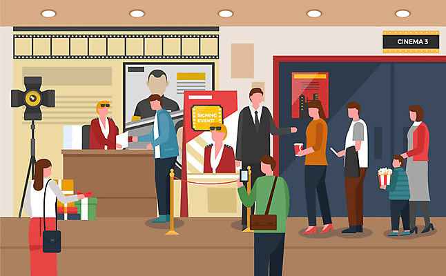 여자 남자 포스터 어린이 줄 가방 일러스트 조명 악수 선물 사람 여러명 성인 스마트폰 문 배우 영화관 영화 콜라 팝콘 경호원 무비데이 상영관 영화감상 영화포스터 국내일러스트 AI파일 직업 잡화 다수 데이이벤트 문화예술 손짓 핸드폰 스마트기기 감상 극장 탄산음료 연예인 파일형식 벡터