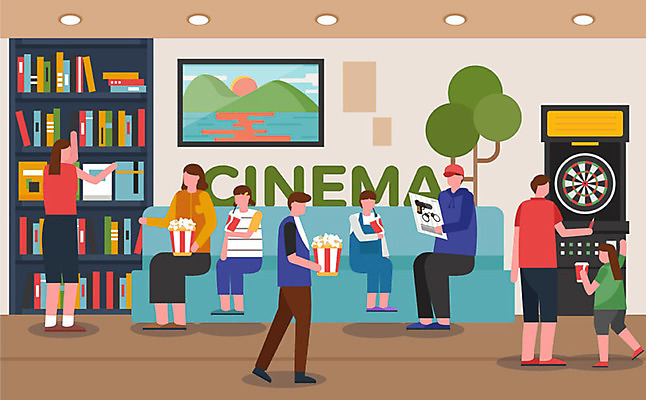 나무 여자 남자 어린이 액자 일러스트 책장 사람 여러명 성인 책 소파 잡지 영화관 다트 영화 그림 콜라 팝콘 다트핀 다트게임 무비데이 영화감상 휴식처 국내일러스트 AI파일 식물 가구 다수 의자 데이이벤트 문화예술 휴식 간행물 감상 게임 극장 탄산음료 파일형식 벡터