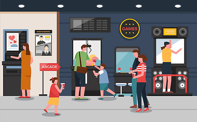 여자 남자 포스터 어린이 일러스트 사람 여러명 성인 티켓 게임기 영화관 영화 펌프 무비데이 영화감상 영화포스터 오락실 인형뽑기 티켓박스 국내일러스트 AI파일 다수 데이이벤트 놀이 문화예술 상자 감상 극장 파일형식 벡터