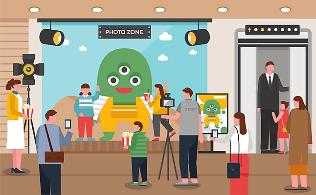 캐릭터 여자 남자 포스터 어린이 일러스트 조명 사람 여러명 성인 스마트폰 카메라 엘리베이터 영화관 영화 콜라 팝콘 무비데이 영화감상 영화포스터 포토존 국내일러스트 일러캐릭터 AI파일 다수 데이이벤트 문화예술 전자제품 핸드폰 스마트기기 감상 극장 탄산음료 파일형식 벡터