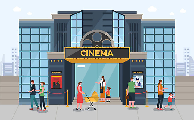 구름 여자 남자 포스터 어린이 일러스트 출입구 사람 빌딩 여러명 성인 건물 영화관 고객 영화 유모차 무비데이 영화감상 영화포스터 국내일러스트 AI파일 자연요소 건축물 다수 데이이벤트 문화예술 감상 아기용품 극장 파일형식 벡터