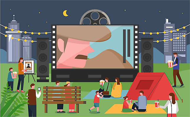 여자 남자 별 벤치 일러스트 조명 텐트 사람 빌딩 여러명 건물 스크린 스피커 풀 초승달 영화관 영화 돗자리 무비데이 영화감상 국내일러스트 AI파일 자연요소 식물 건축물 음향기기 다수 의자 데이이벤트 문화예술 캠핑도구 감상 달 극장 파일형식 벡터
