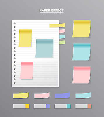 종이 일러스트 사람없음 컬러풀 여러개 메모지 포스트잇 줄노트 이펙트그래픽 종이효과 국내일러스트 AI파일 컬러 다수 그래픽백그라운드 사무용품 공책 파일형식 벡터 효과