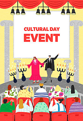 여자 남자 문화 의자 일러스트 초 문화예술 조명 프레임 사람 이벤트 여러명 컬러풀 무대 기둥 커튼 군중 즐거움 촛대 오페라 오페라가수 문화의날 국내일러스트 AI파일 건축 감정 컬러 가구 다수 파일형식 벡터 법정기념일