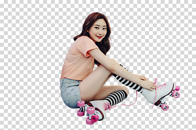전신 편집이미지 우먼라이프 응시 여자 한명 미소 누끼 사람 앉기 20대 성인 옆모습 한국인 빈티지 롤러블레이드 니삭스 싱글 복고 상큼 PNG 롤러스케이트화 신발끈묶기 싱글라이프 성인여자한명만 편집소스 1 라이프스타일 시선 뷰포인트 컨셉 모션 양말 표정 동양인 청년 취미 묶기 신발끈 여자한명만 성인여자만 파일형식